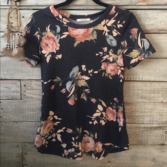 Ruthie Grace Boutique Tops - Navy Floral Shirt