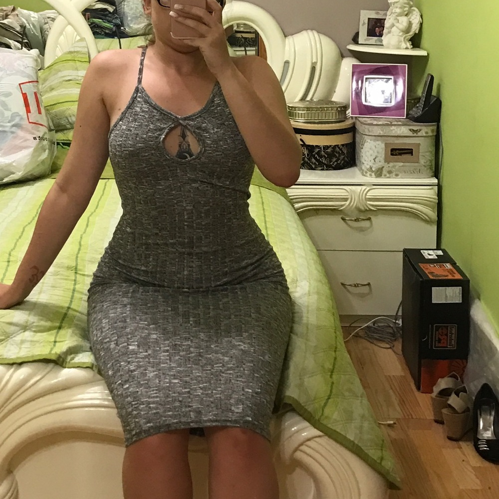 Gray knit midi dress
