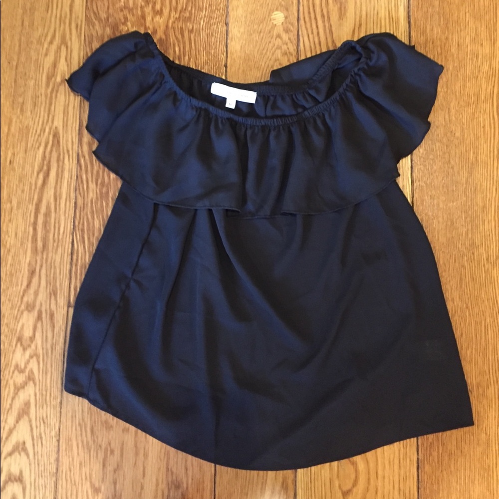 Black ruffled off the shoulder blouse