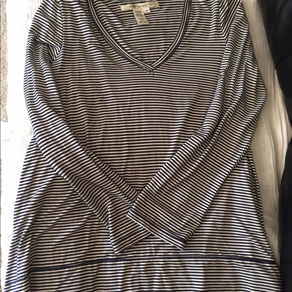 Max Studio M striped shirt. Nautical.