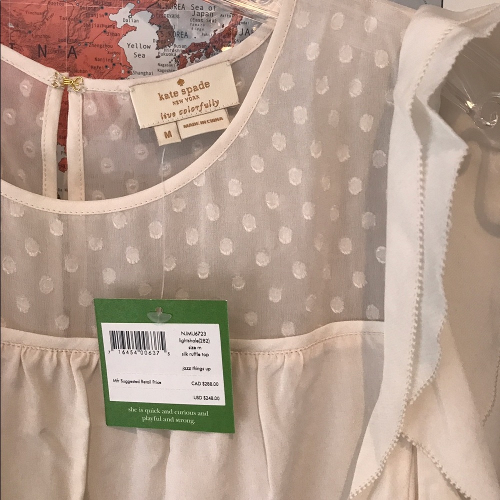 Kate Spade waterfall silk ruffle blouse