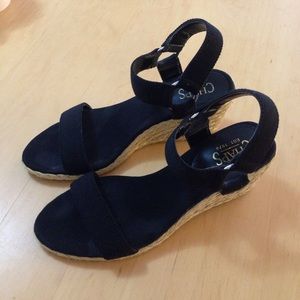 Chaps strappy ankle wrap espadrilles wedge sandals