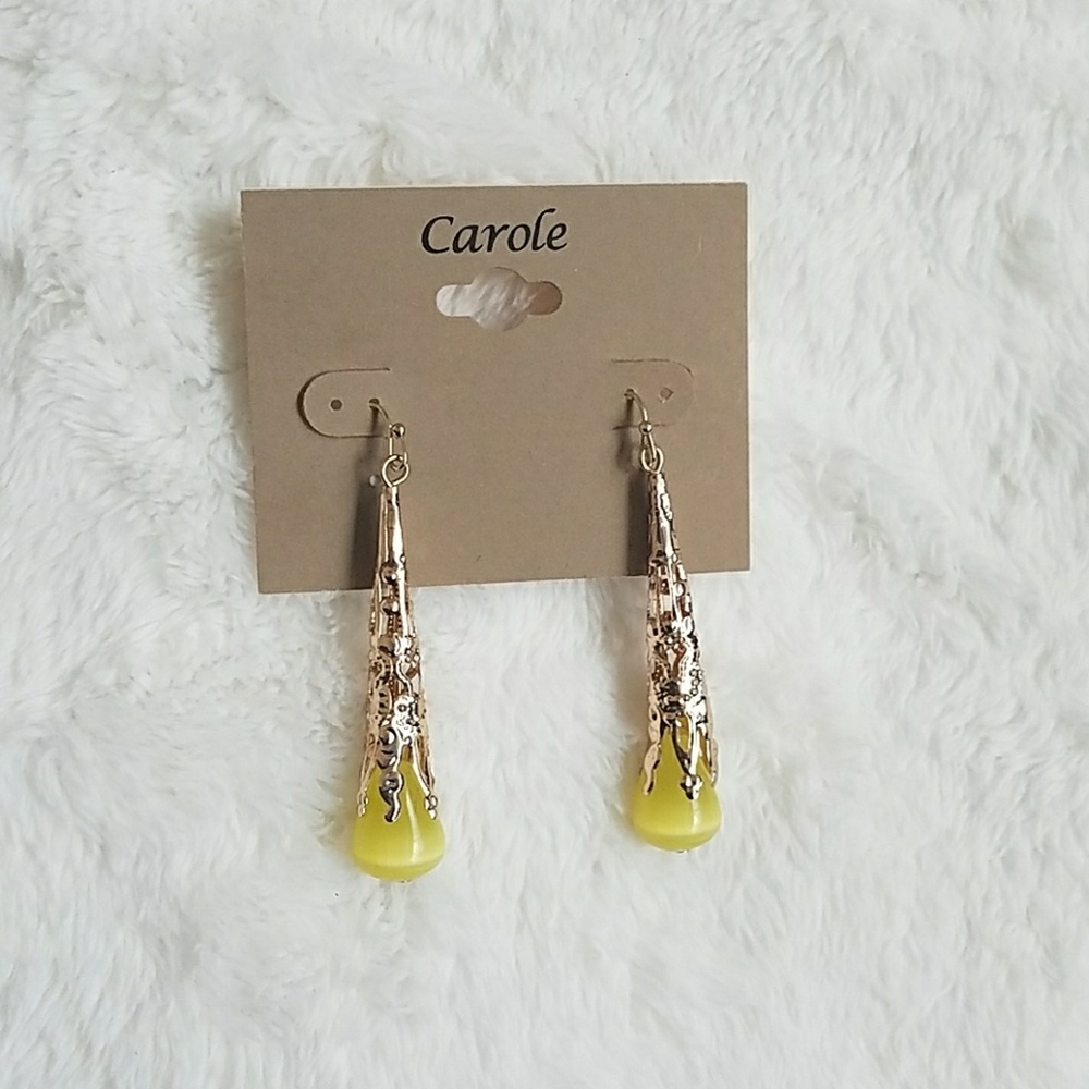 Gold and Yellow Dangle Earrings