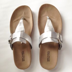 Michael Kors Birkenstock Leather Sandal Silver 8.5
