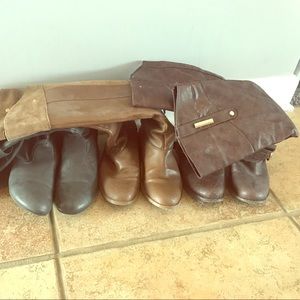 Grey, camel, and brown riding boots!