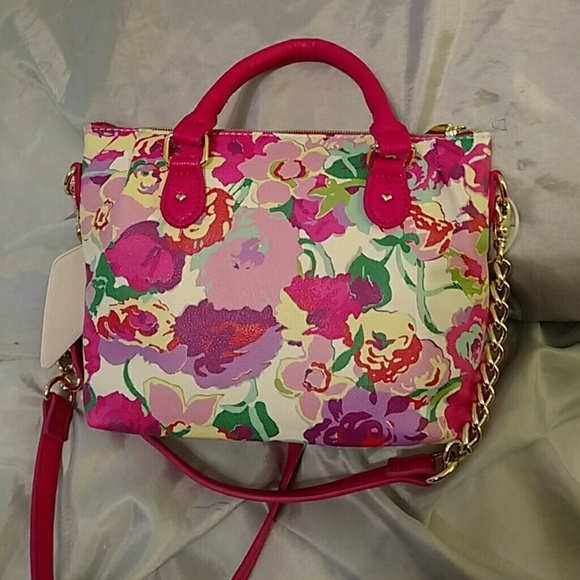 Betsey johnson xbody pinch satchel floral NWT - Picture 2 of 8