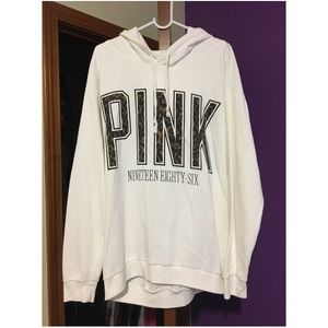 Ivory pink brand long sleeve hoodie