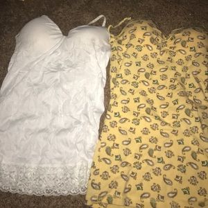 Two tank tops with bra inside
