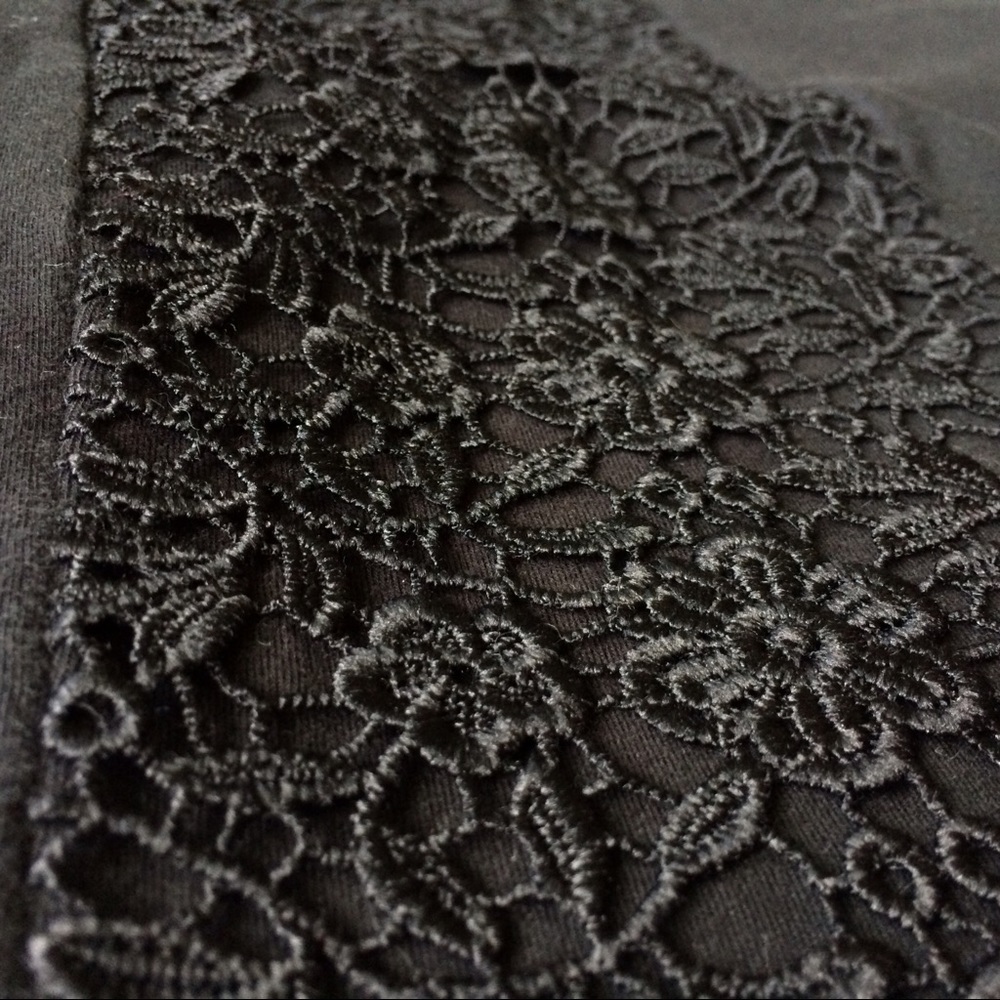 Black t shirt with lace detail