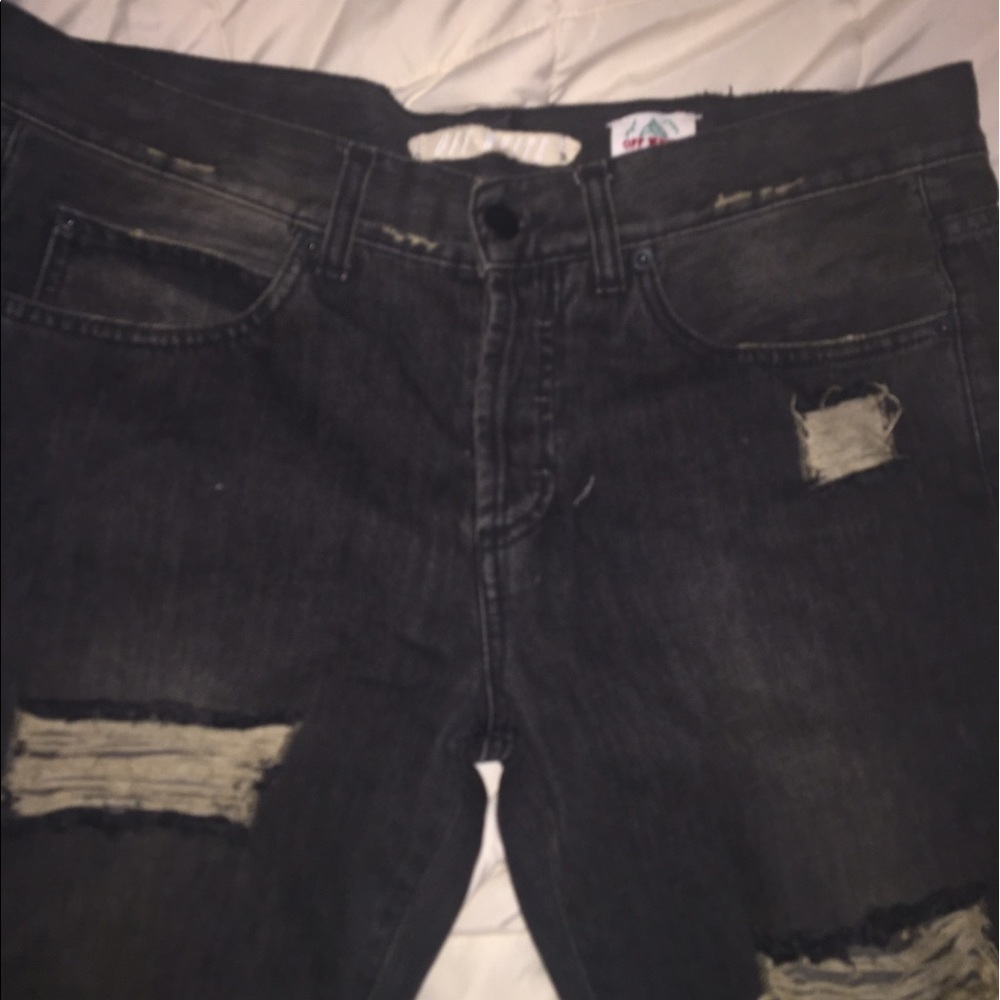 Off white distressed jeans