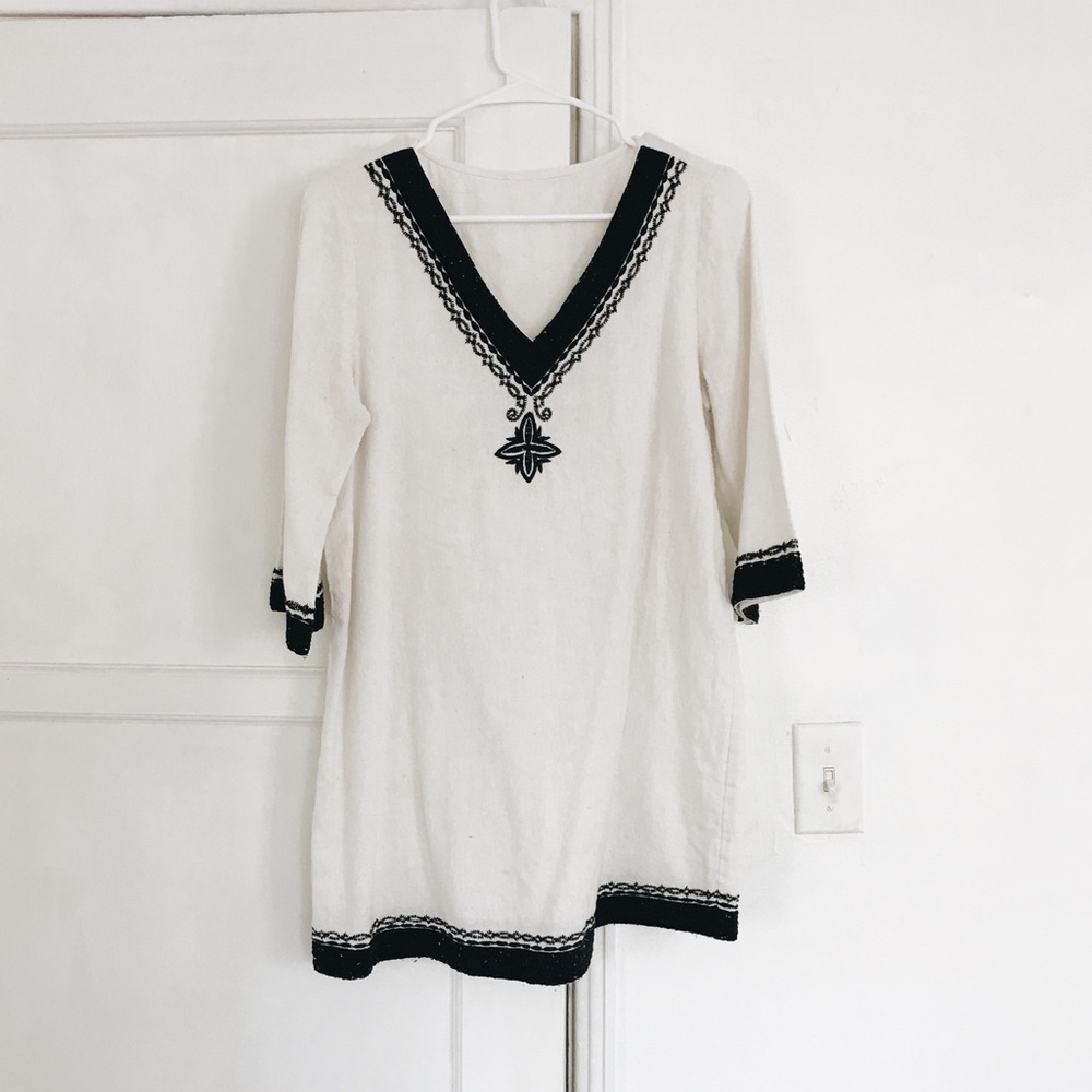 Black and white embroidered dress