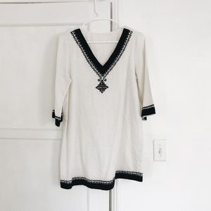 Black and white embroidered dress