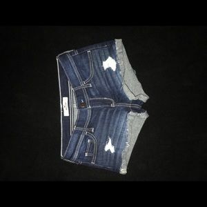 Hollister Low Rise Dark Denim Distressed Shorts
