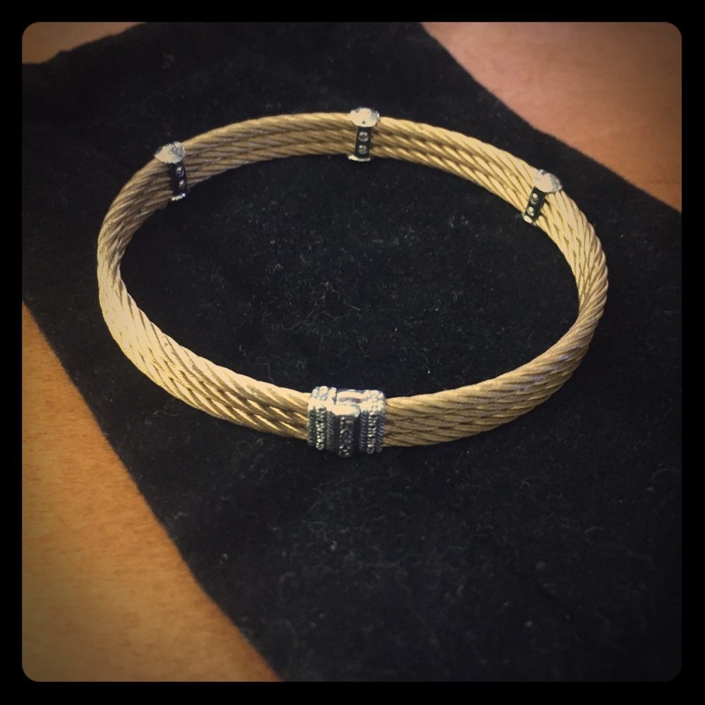 Charriol 18k gold steel diamond accented bracelet