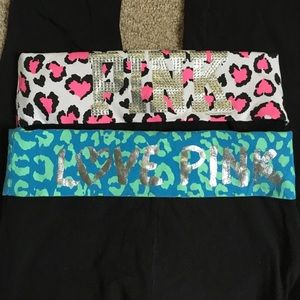 2 small pink Victoria secret flare leg yoga pants