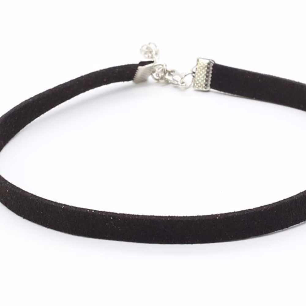 THIN LEATHER CHOKER - BLACK