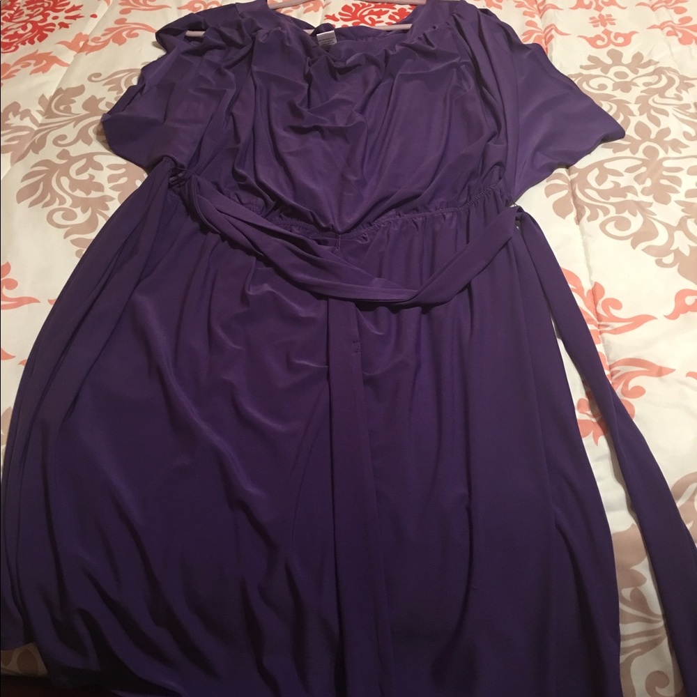 Comfy purple dress. Great length for church.