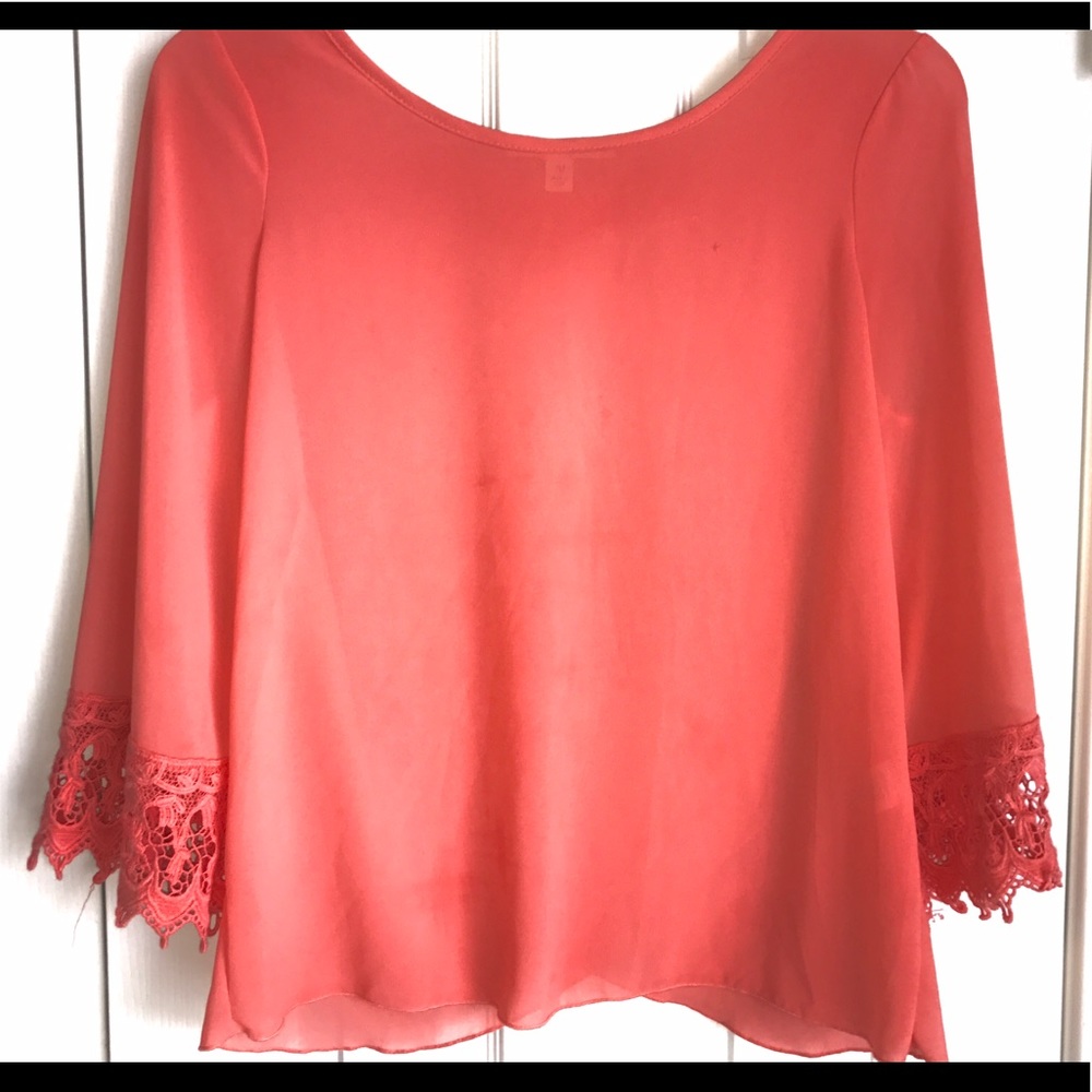 Miami peach sheer long sleeve top