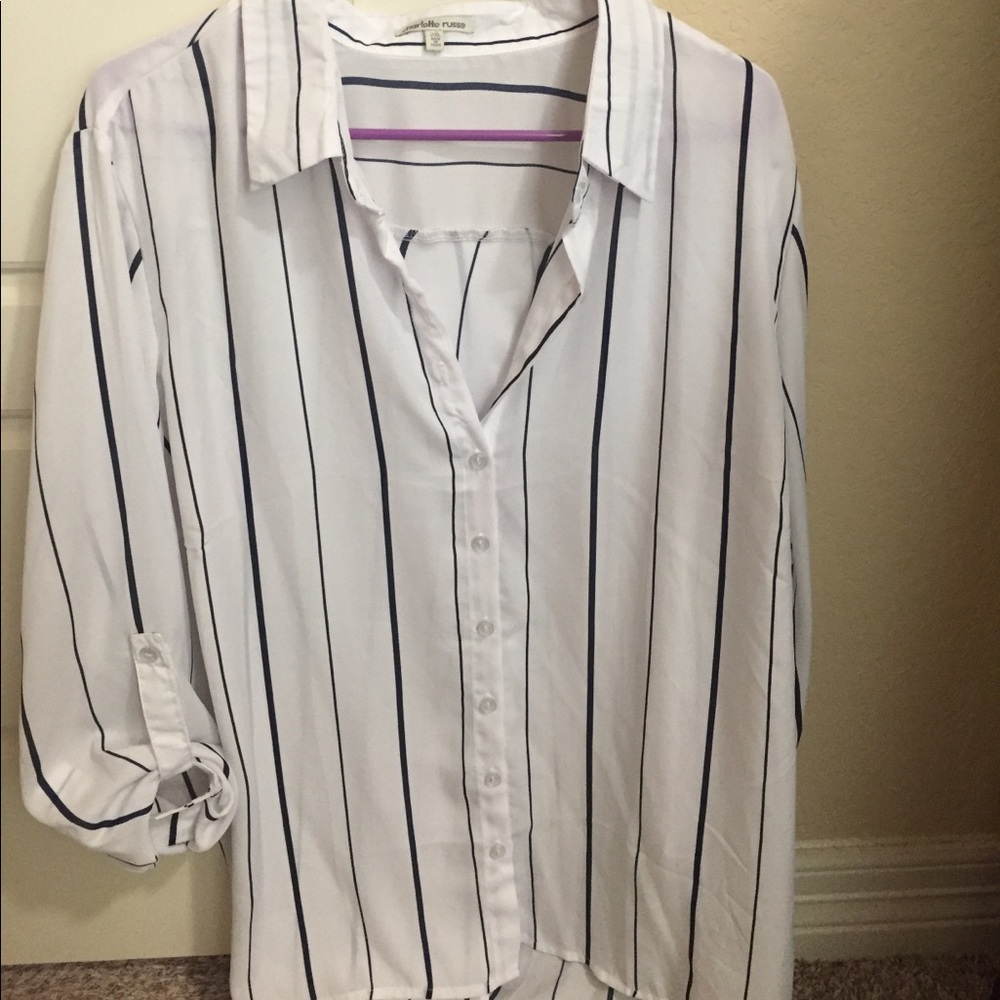 Open back button down blouse
