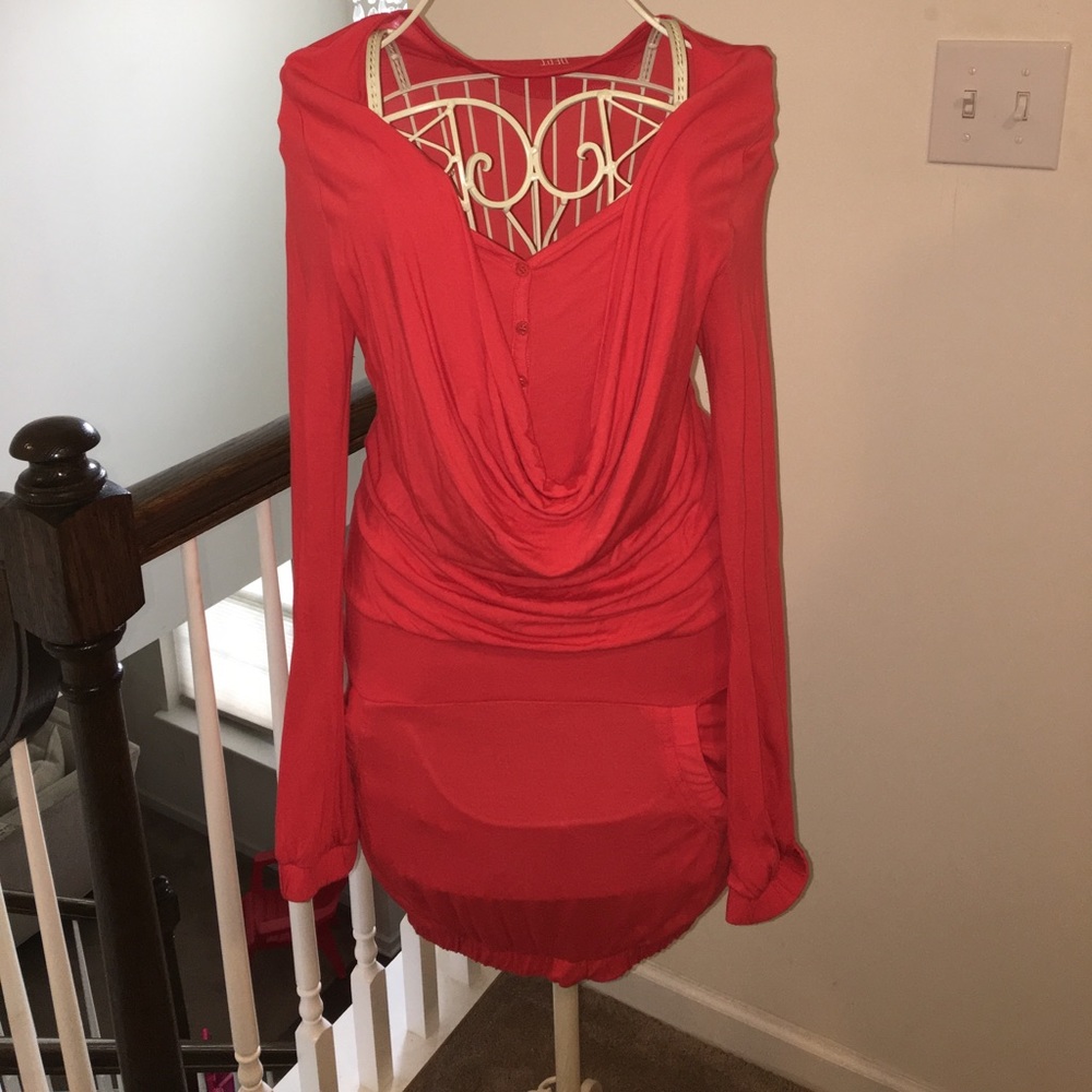2DEPT LONG SLEEVE DRAPNECK POCKET DRESS FROM MACYS
