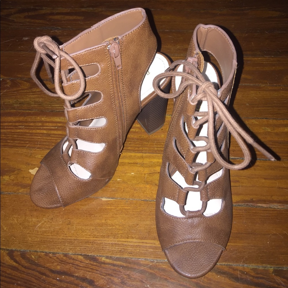 Lace up high heels