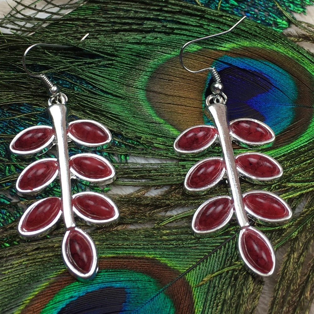 LAST ONE!  Red Dyed Howlite Earrings - Picture 6 of 8