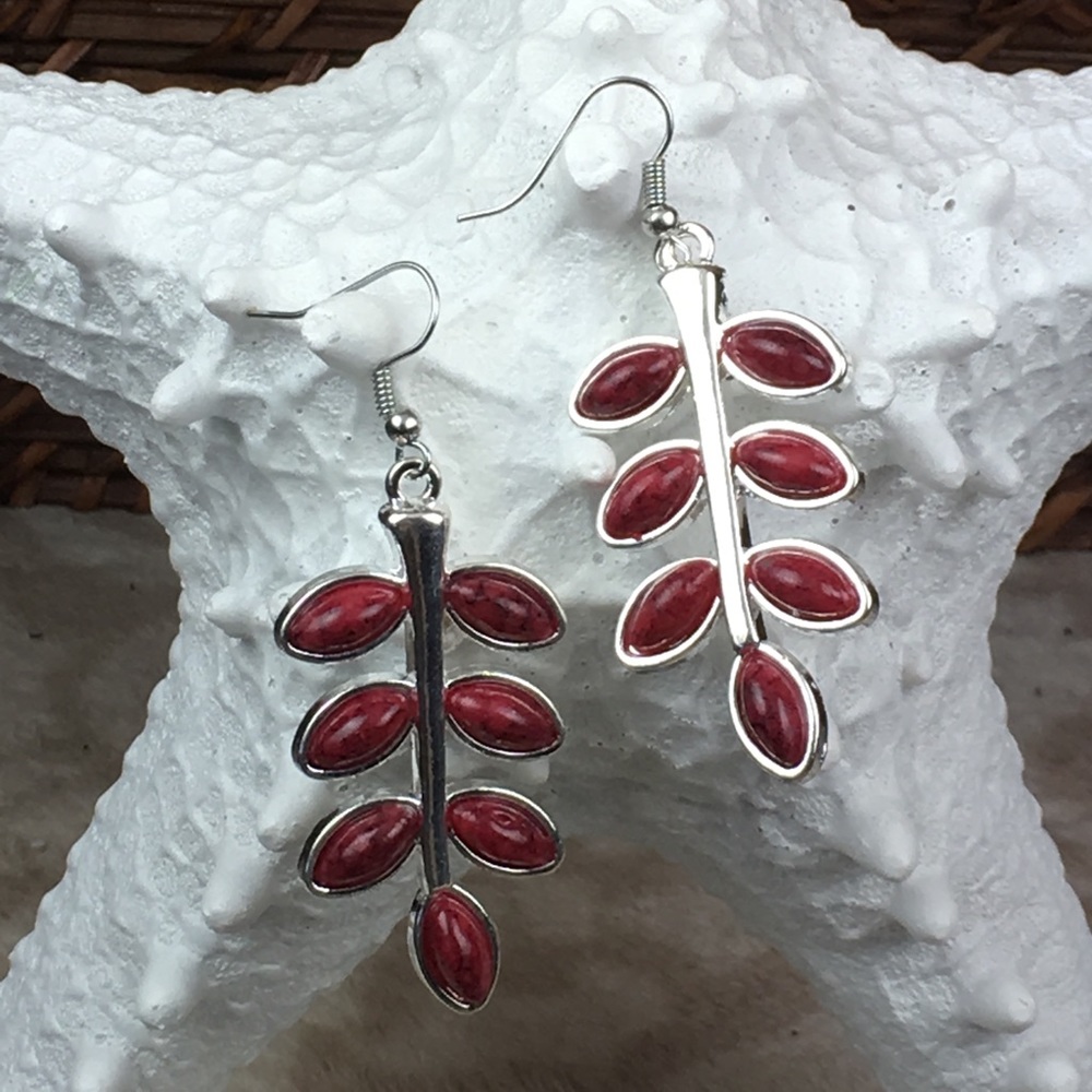 LAST ONE!  Red Dyed Howlite Earrings - Picture 3 of 8