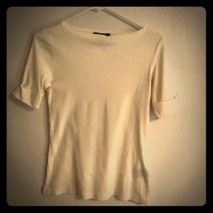 Cream boatneck Lauren by Ralph Lauren tee