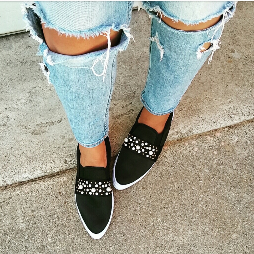 LAST PAIR!! //The Melody// Black satin sneaker - Picture 1 of 5
