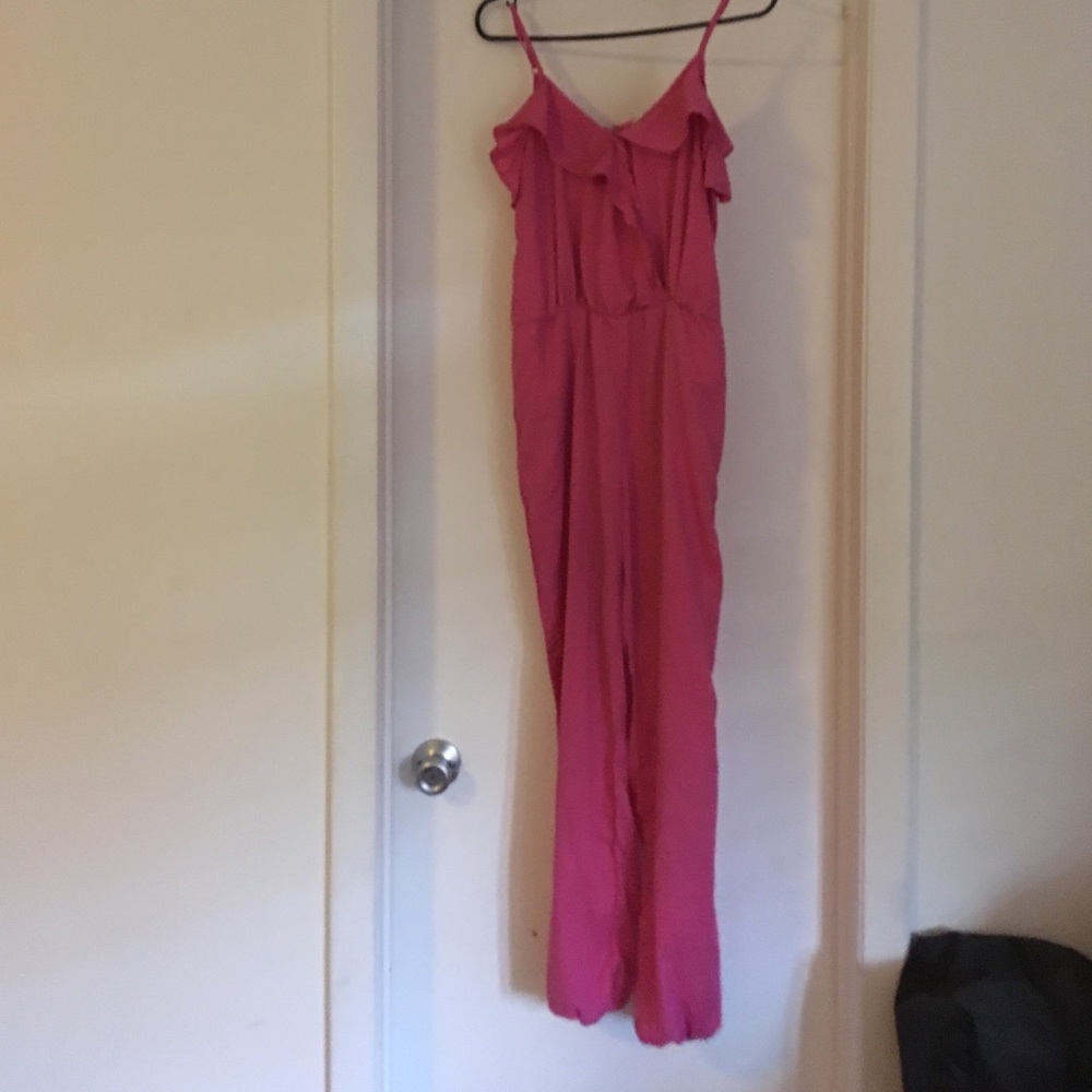 Pink silk pants Romper
