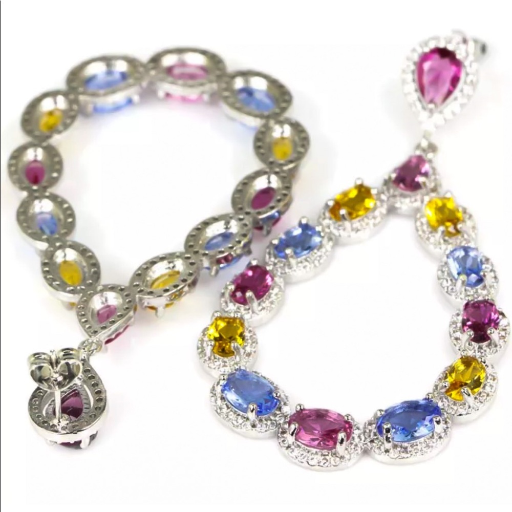 NEW Tourmaline Tanzanite & Citrine set in .925. Special occasion & wedding.