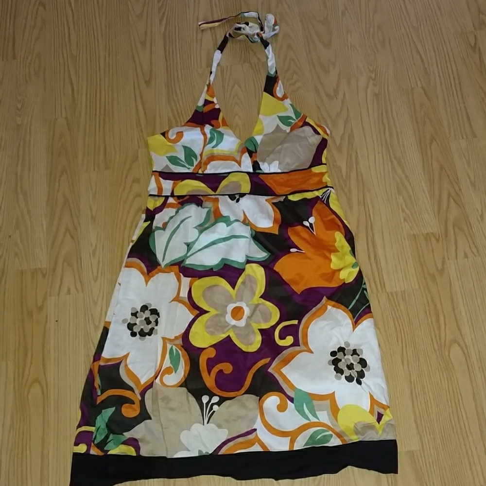 Flower print halter dress