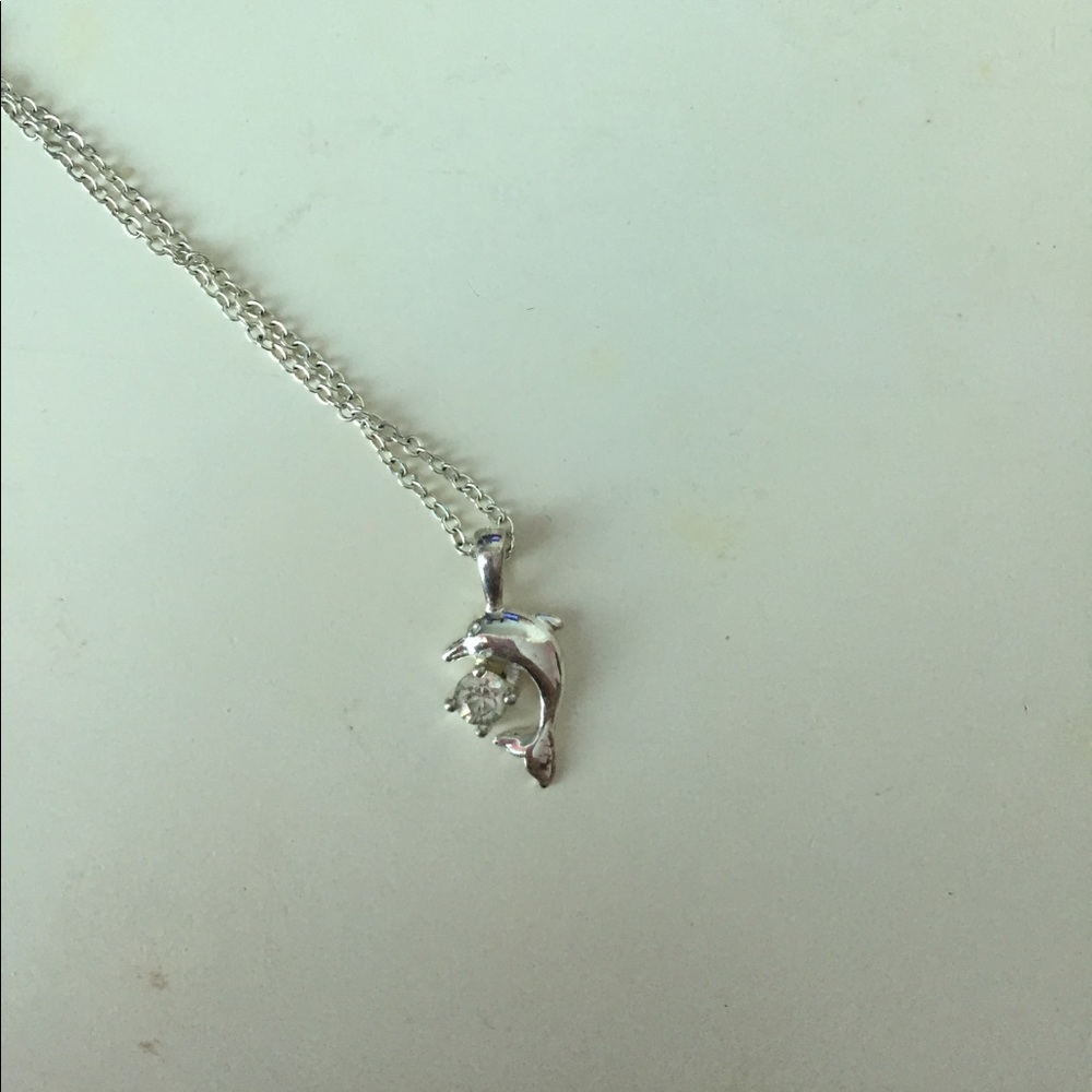 🌴 Dolphin with April Gemstone Diamond Necklace