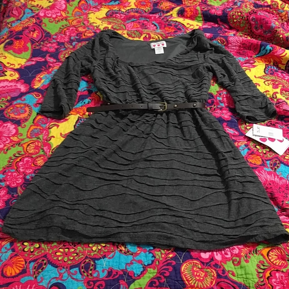 Belted 3/4 length sleeve dress