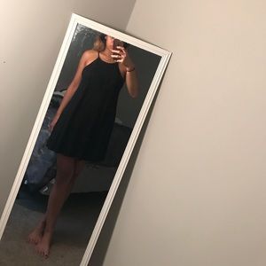 Short-mid length asymmetrical black dress