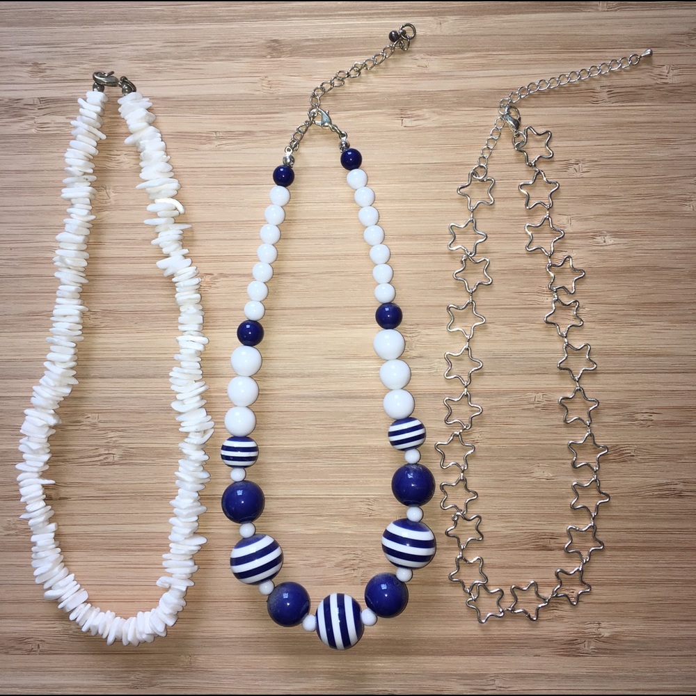 Cute Three Necklace Bundle Beads, Stars, Shells