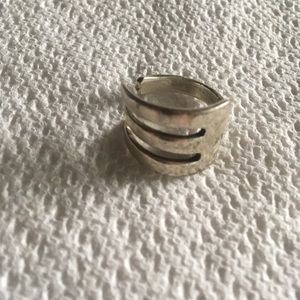 Handmade three prong silver fork ring