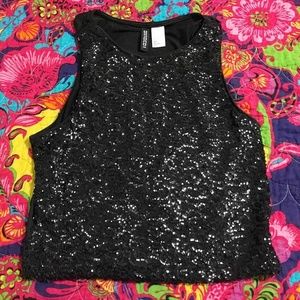 Black Sequin crop top