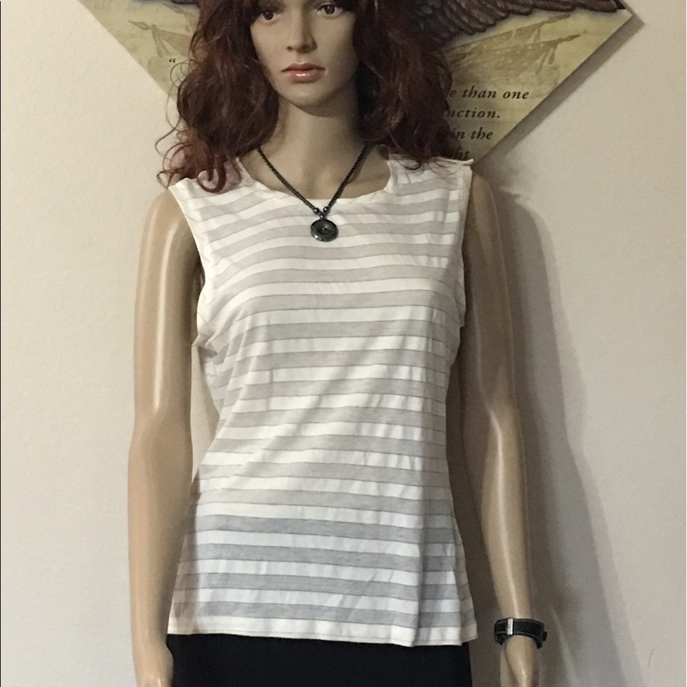 Light with sleeveless striped blouse