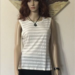 Light with sleeveless striped blouse