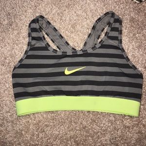 gray and yellow Nike sports bra
