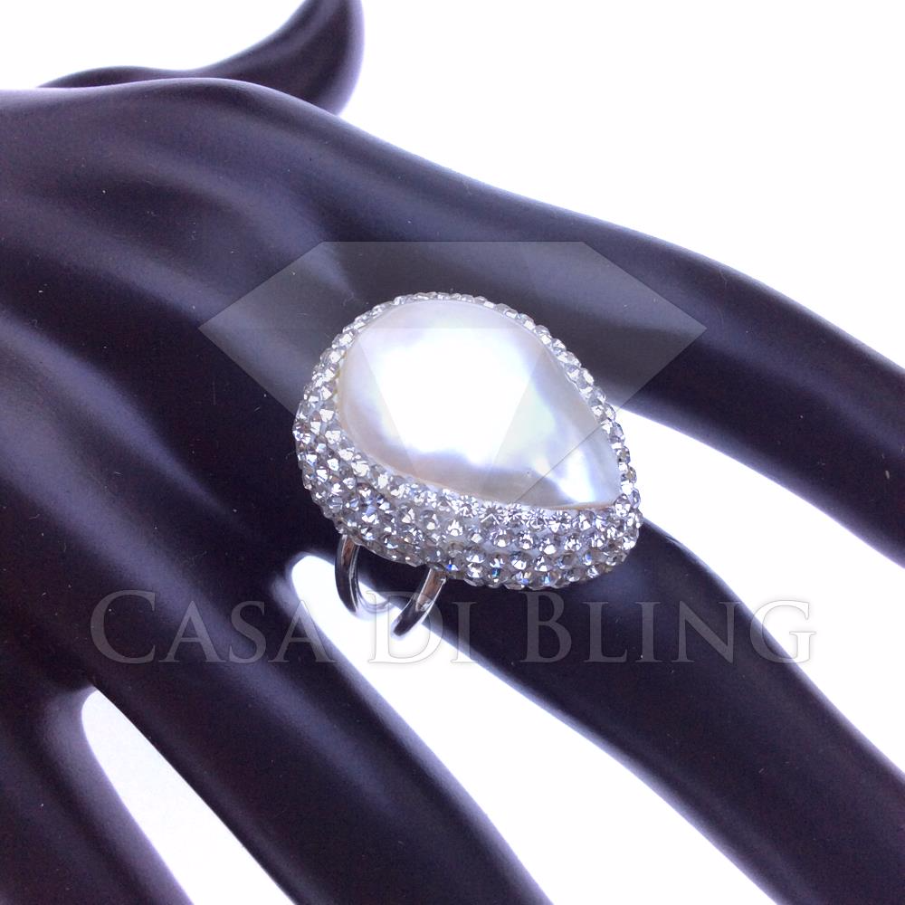 .925 silver, 18k gold plated, pearl ring
