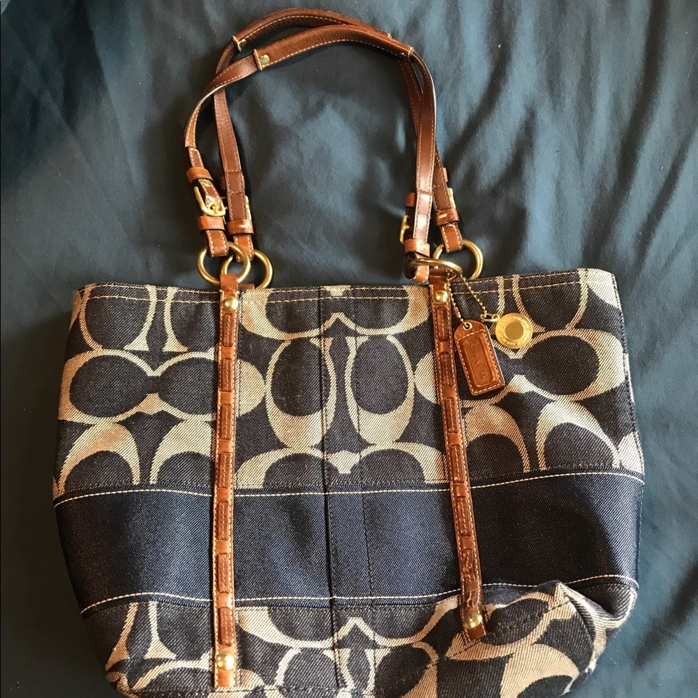 Authentic Coach Denim Shoulder Handbag