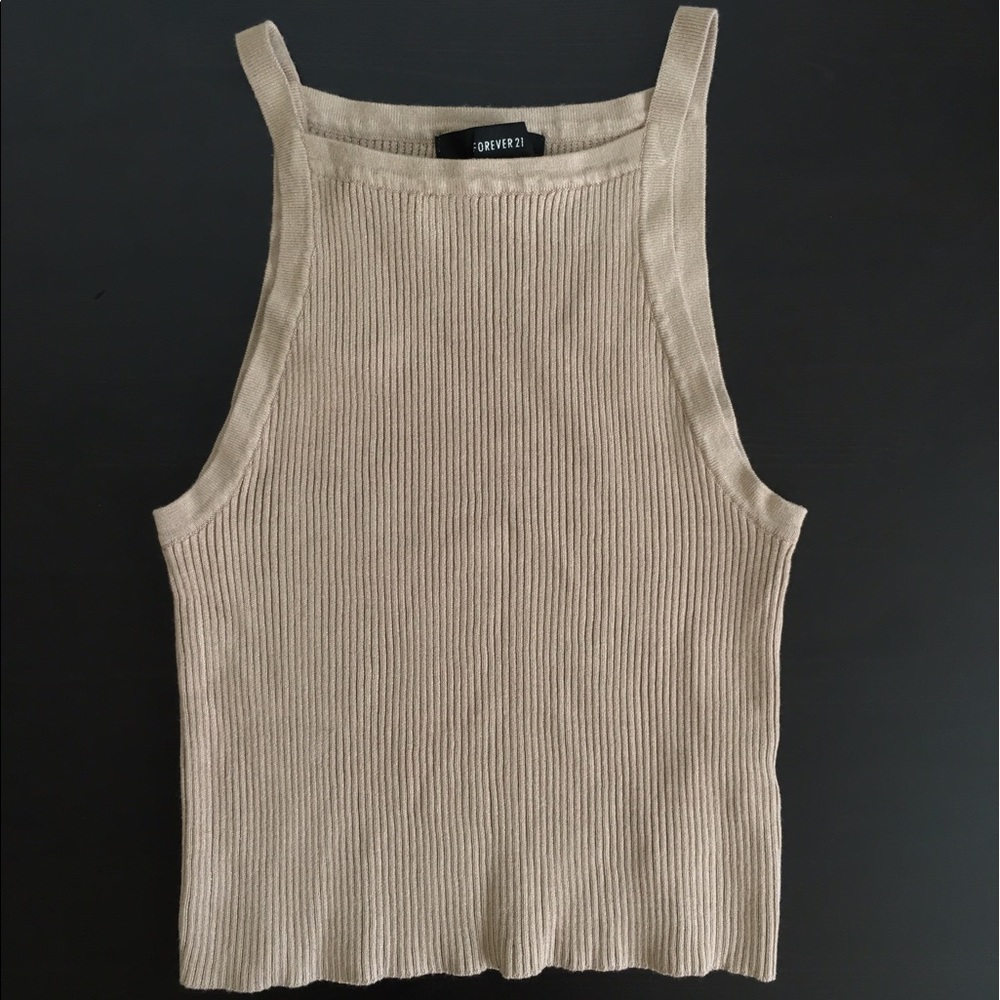 Forever21 Camel Ribbed Crop Top S