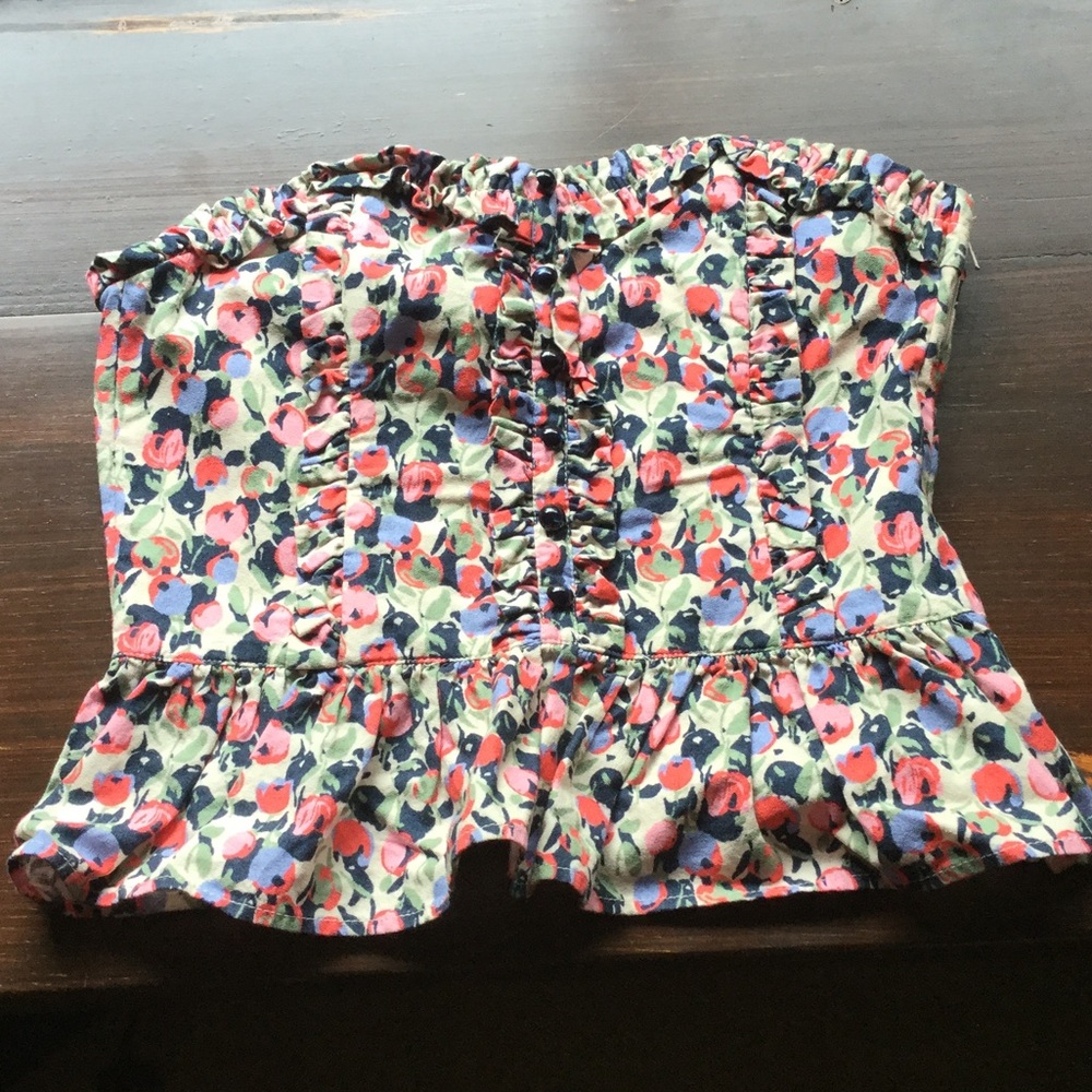 Flowered corset zip back top