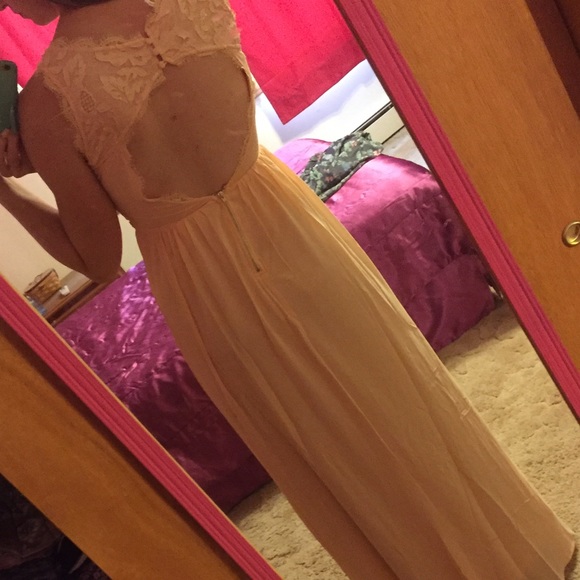 Dresses Blush Colored Lace Maxi Dress Poshmark