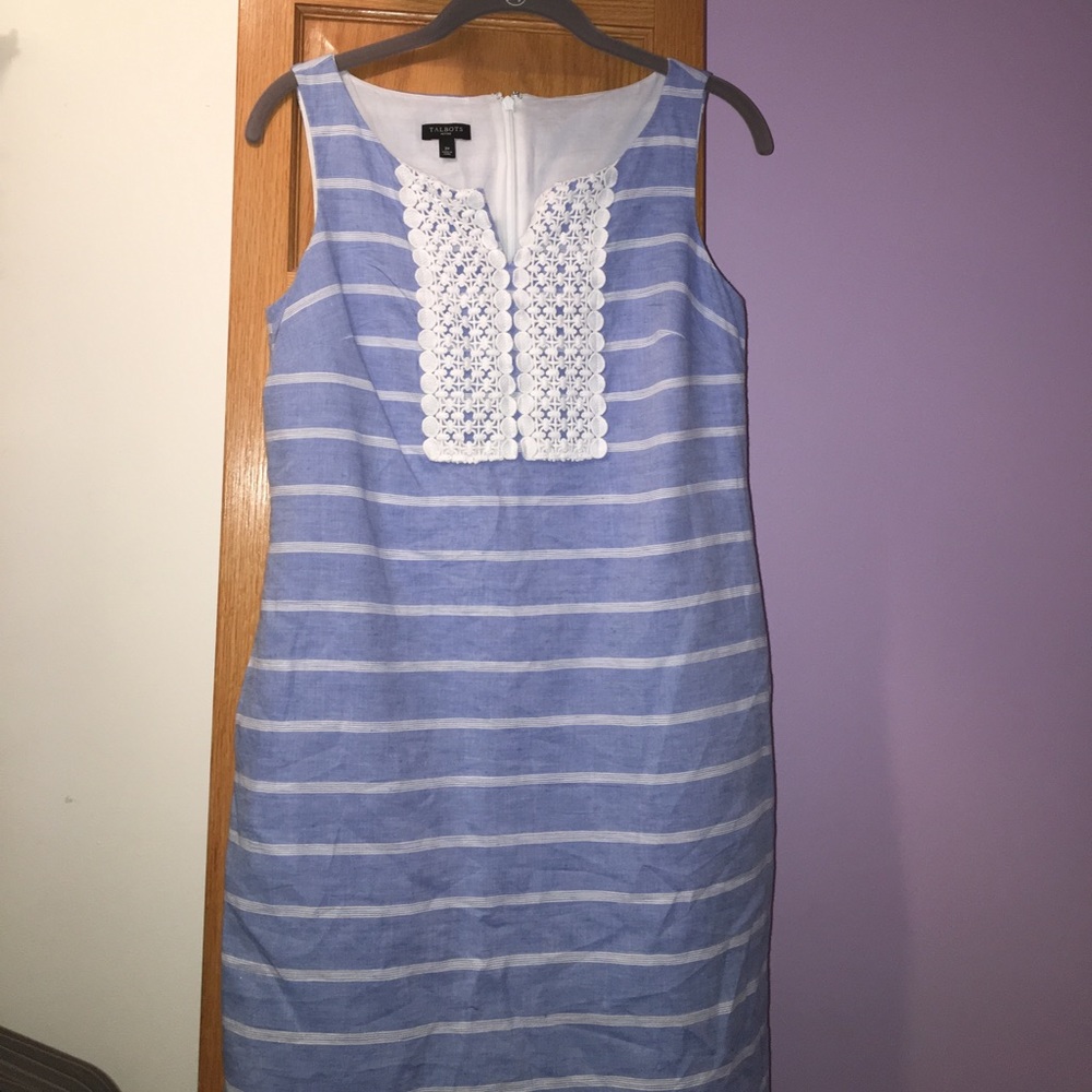Talbots Embroidered Linen Shift Dress