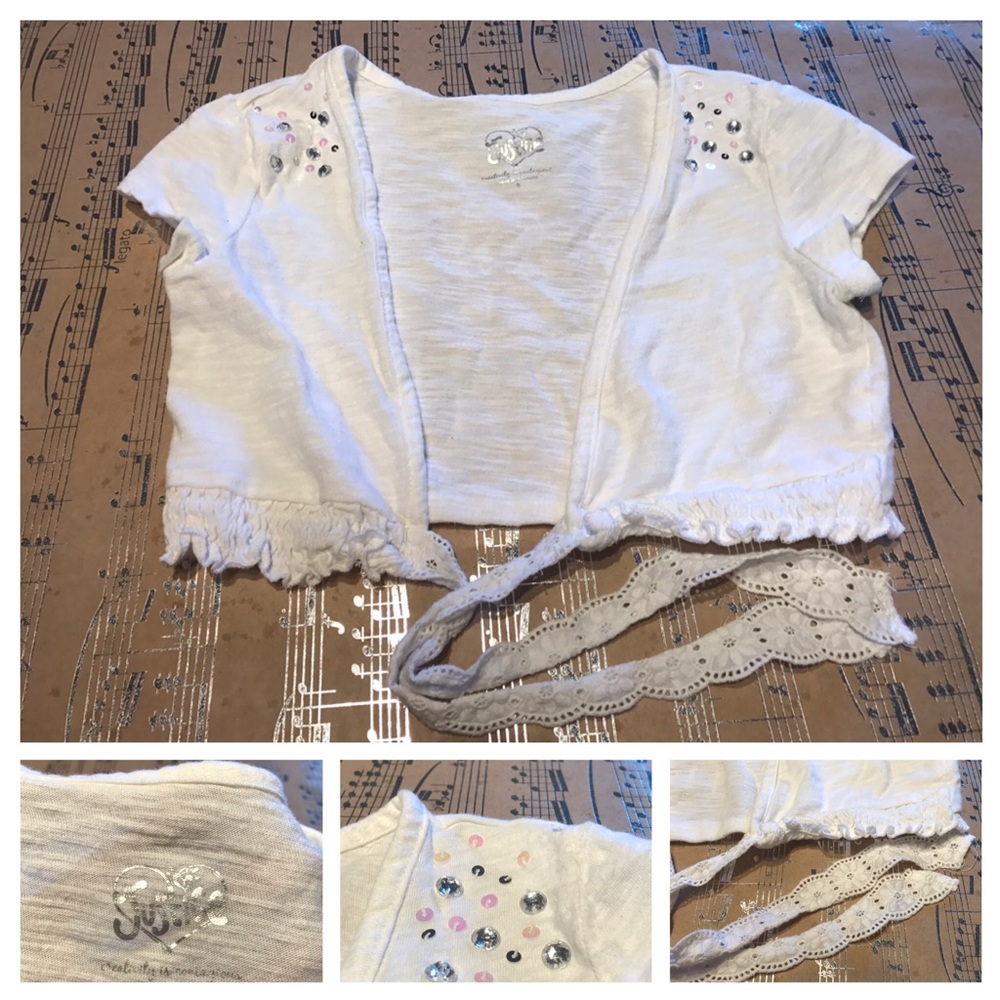 Justice Shrug Bolero White Size 8