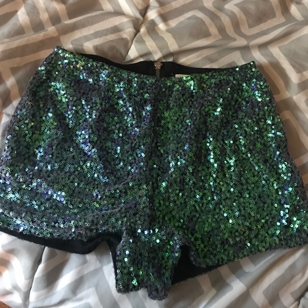Mid-high waist sequin booty shorts