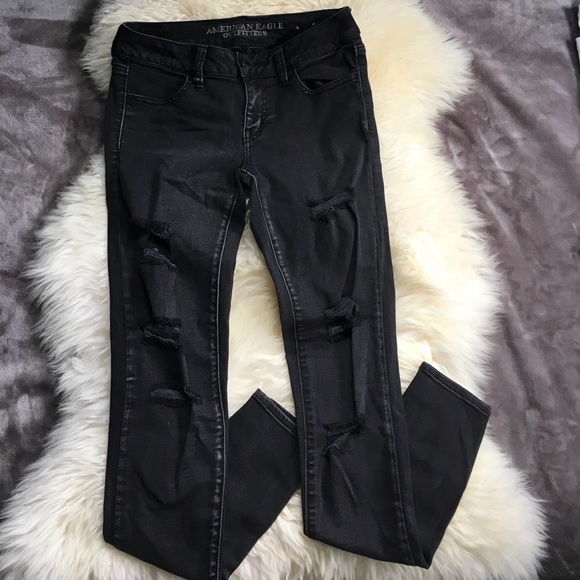 FINAL PRICE AE Black distressed jeggings - Picture 3 of 6